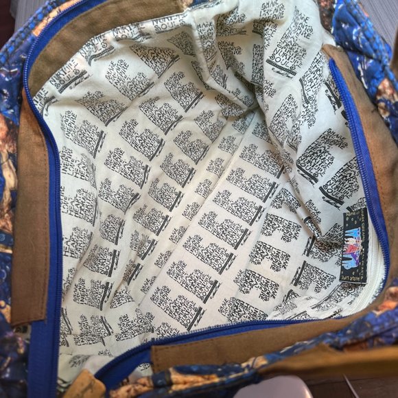 Laurel Burch Indigo Cats Patchwork Zippered Top Medium Tote - Picture 12 of 12